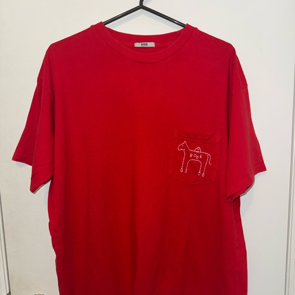 Bode Men’s T Shirt (Large), Embroidered front pocket